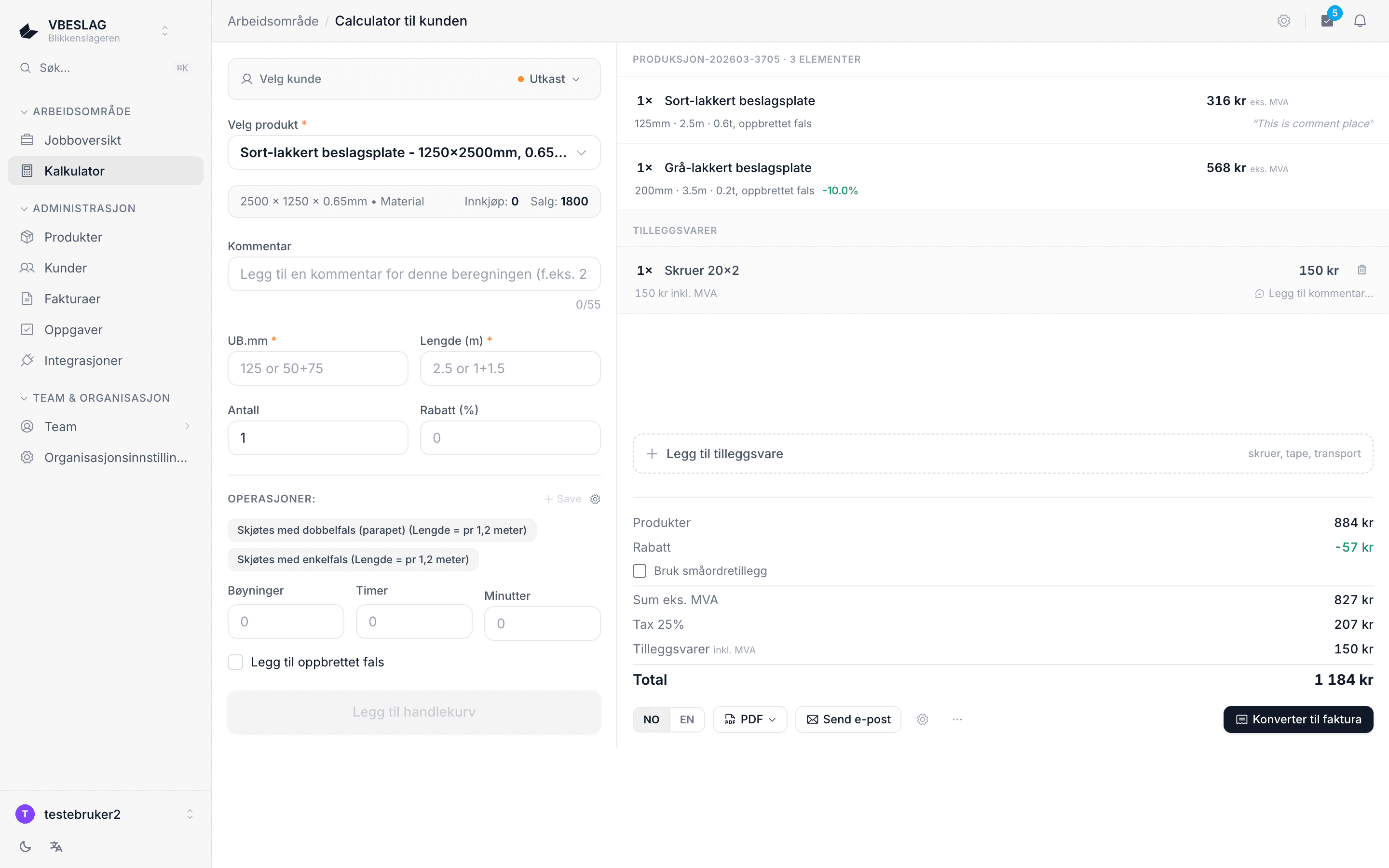 VBESLAG — plattform for blikkenslagere: 3D-konfigurator, kalkulator og fakturering